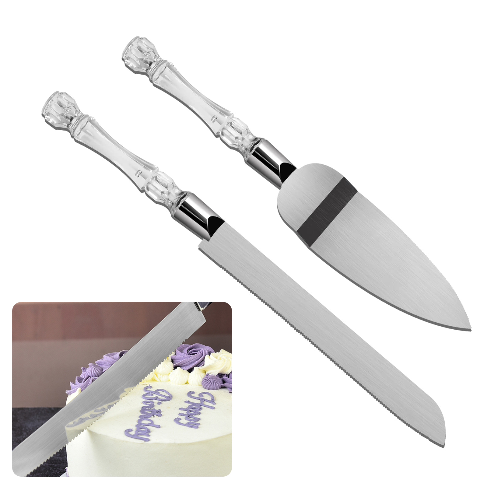 Offset Spatula Set - سكين الكعك والخادم مجموعة الكريستال مقابض