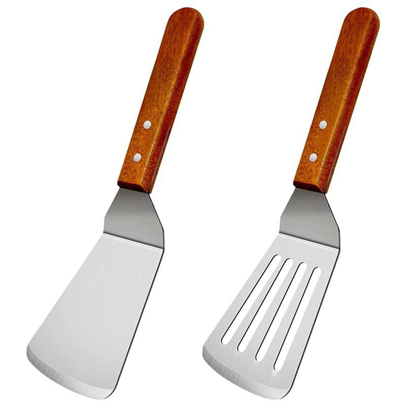 Offset Spatula Set - ملعقة مشقوقة بمقبض خشبي ، ملاعق