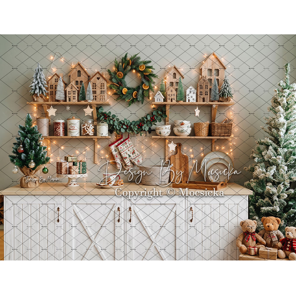 Kitchen Baking Background - خلفية تصوير مطبخ عيد الميلاد من
