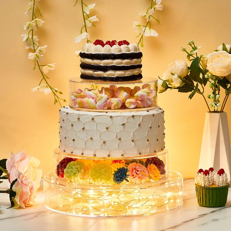 Cake Board Round - حامل دائري لعرض الكيك من الأكريليك،