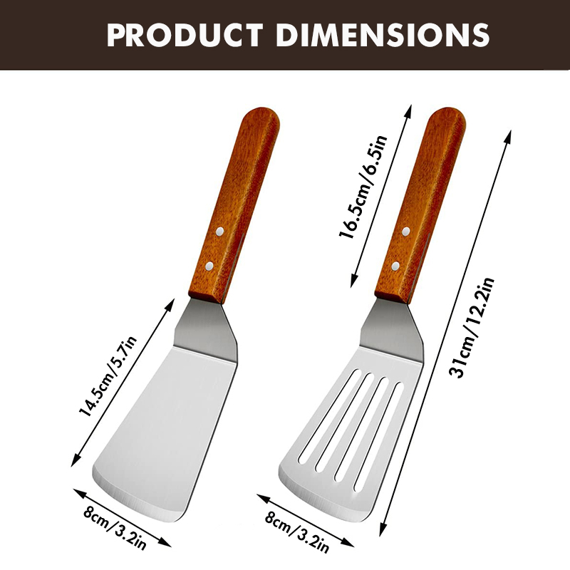 ملعقة مشقوقة بمقبض خشبي ، ملاع - مراجعة Offset Spatula Set وسعره