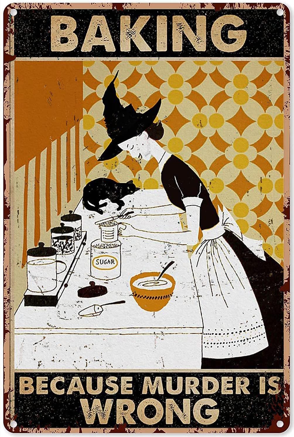 لافتة معدنية عتيقة لتزيين المط - مراجعة Kitchen Witch Baking وسعره