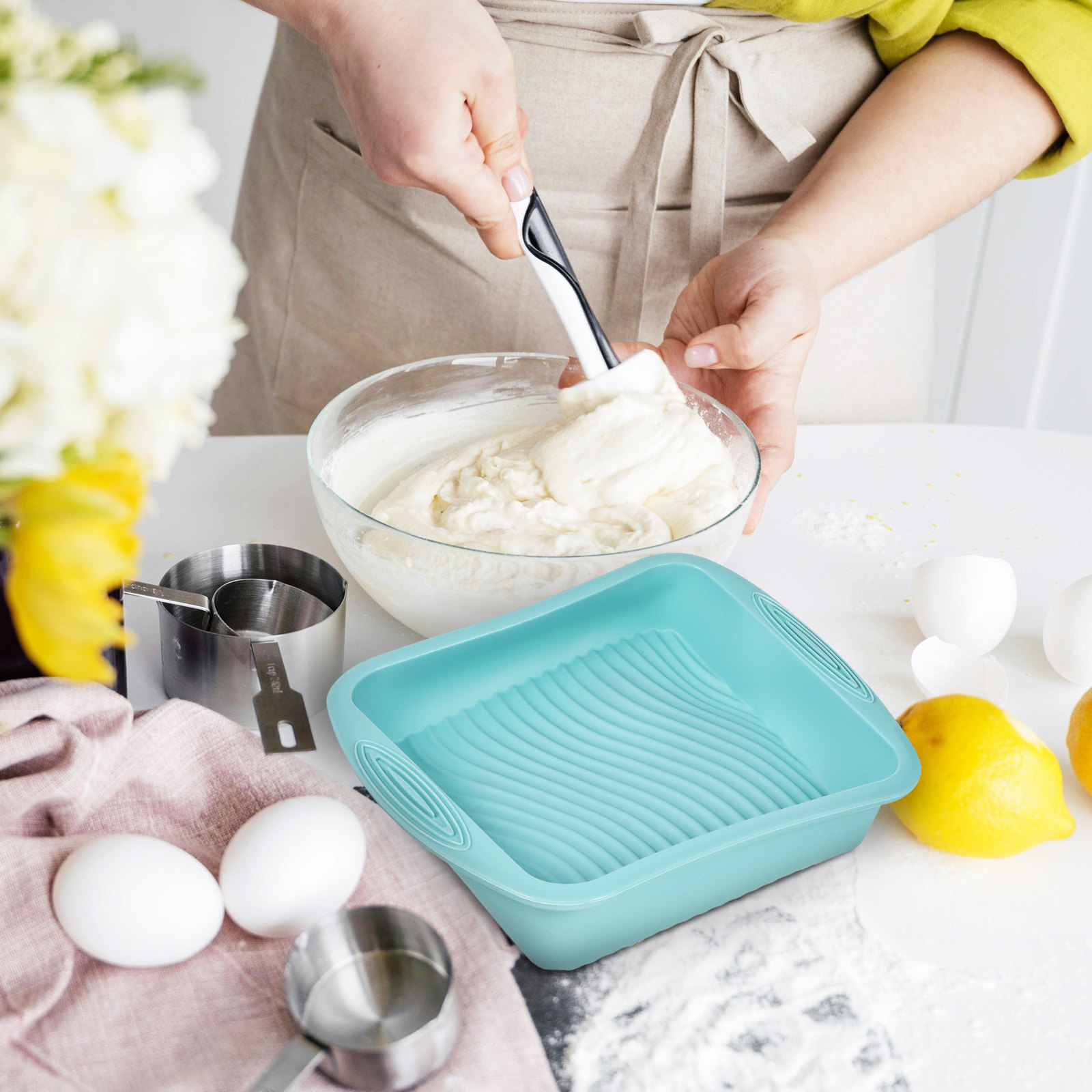 صينية خبز مربعة من السيليكون،  - مراجعة Kitchen Baking Trays وسعره